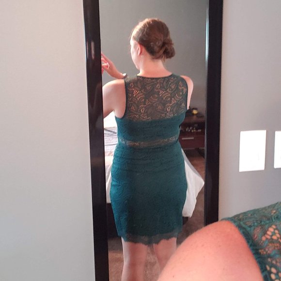 Express Green Lace Sheath Dress - Picture 5 of 5